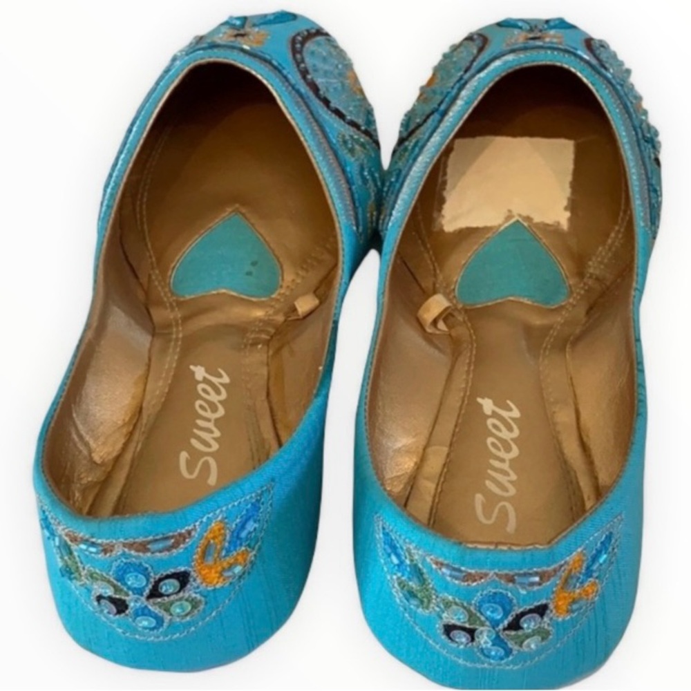 Women's Sweet Jutti Embroidered Flats Sz 7 - Picture 2 of 6